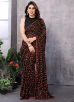 Georgette Red Casual Wear Printed Saree